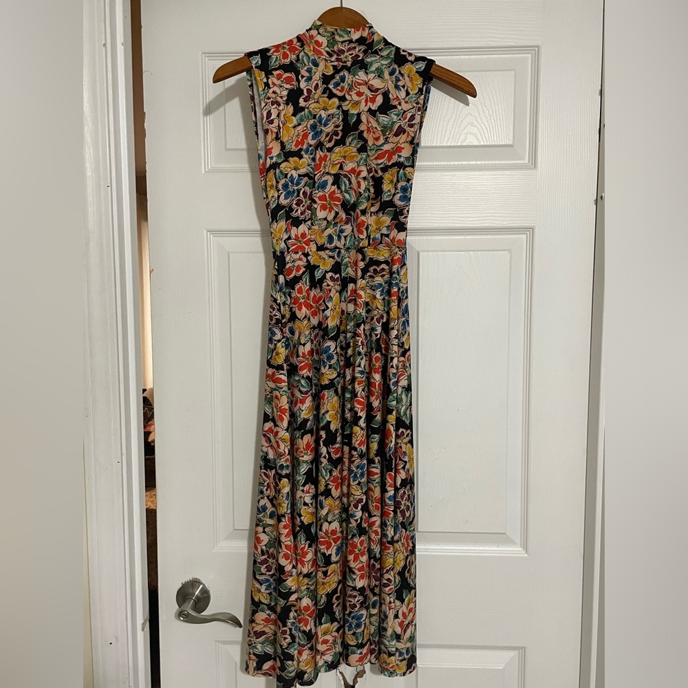 Zara floral halter tie neck midi dress size small